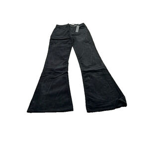 NWT Tractr Womens High Rise Flare Leg Jeans Slim Fit Corduroy‎ Black Size 4/27